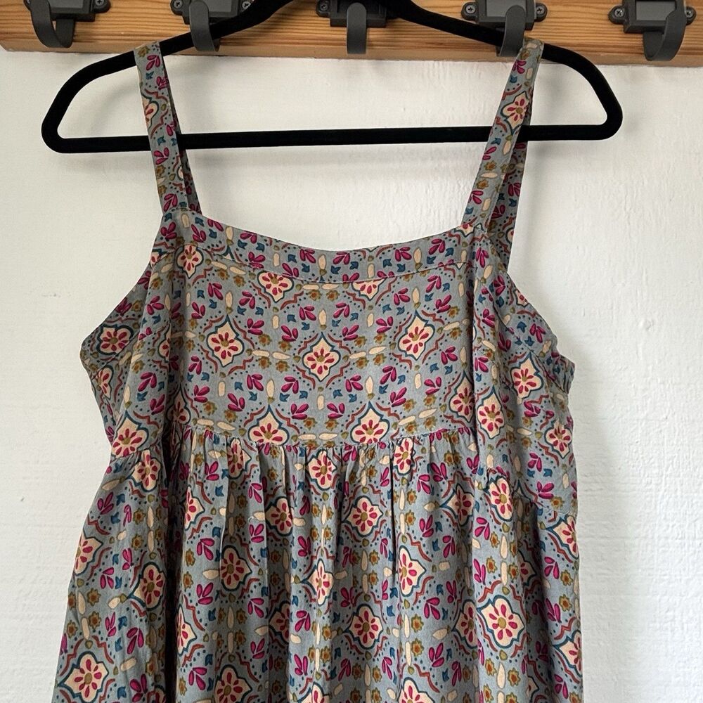 Natural Life Boho Maxi Dress Medium Floral Geometric Print Sleeveless Sundress - Picture 2 of 9